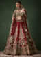 Maroon Bridal Lehenga Set In Raw Silk with Two Dupattas