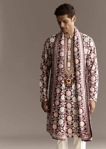 Maroon Dupatta Kurta Set