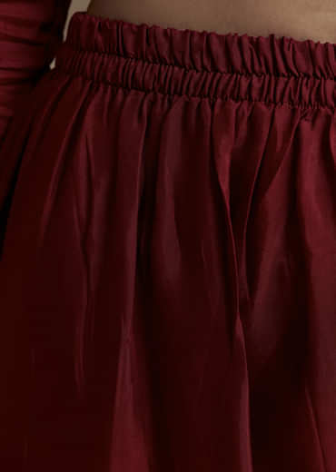 Maroon Foil Mirror Kurta Set with Kalamkari Dupatta