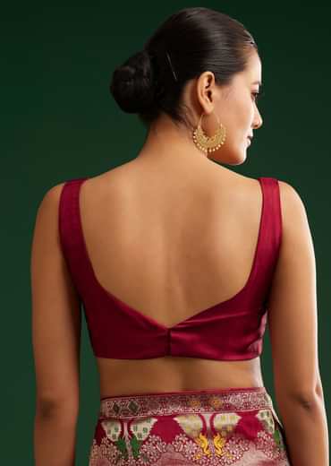 Maroon Georgette Saree With Zari And Multicolour Thread Accents