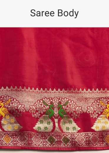 Maroon Georgette Saree With Zari And Multicolour Thread Accents