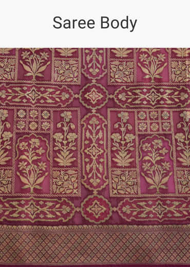 Maroon Khadhi Georgette Saree With Floral And Geometric Zari Work