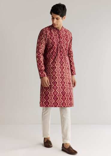 Maroon Modal Chanderi Sequin Embroidered Kurta Set