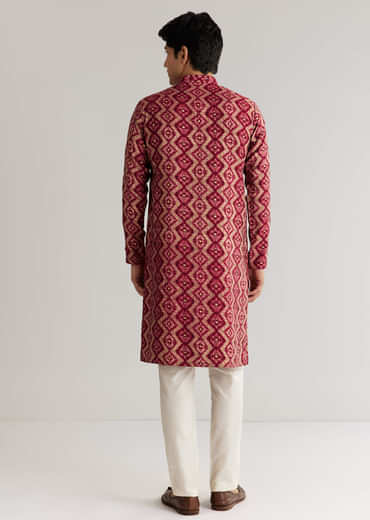 Maroon Modal Chanderi Sequin Embroidered Kurta Set