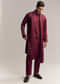 Maroon Red Silk Hand Embroidered Kurta Set For Men