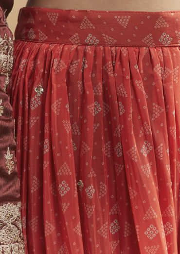 Maroon Satin Palazzo Suit With Heavy Zari Work