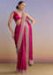 Maroon Satin Saree With Floral Embroidered Border