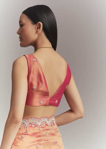 Maroon Silk Embroidered Saree With Heavy Hand Embroidery