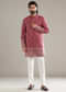 Maroon Silk Kurta Set For Men With Sequins And Resham Embroidery