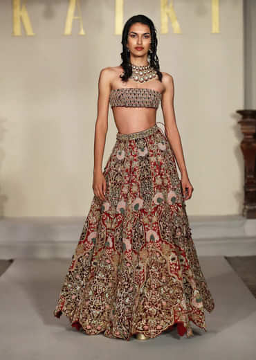 Maroon Velvet Bridal Lehenga With Zardosi And Patch Work