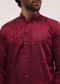Maroon Bud Embroidered Silk Kurta Set For Men