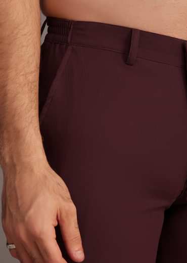 Maroon Embroidered Sherwani With Mandarin Collar