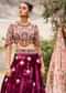 Maroon Embroidered Velvet Lehenga And Blouse With Dupatta