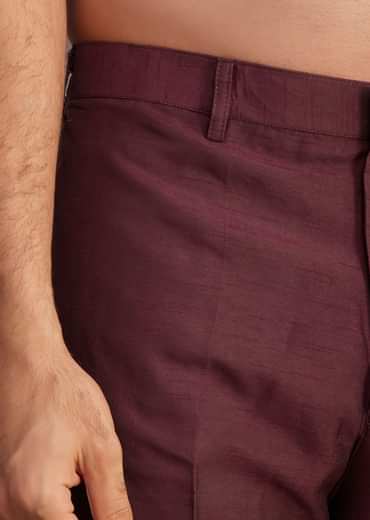 Maroon Kurta Set With Embroidered Jacket