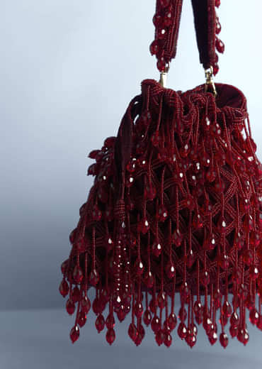 Maroon Potli With Bead Work