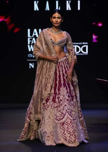 Maroon Raw Silk Lotus Embroidered Kali Lehenga Dupatta Set