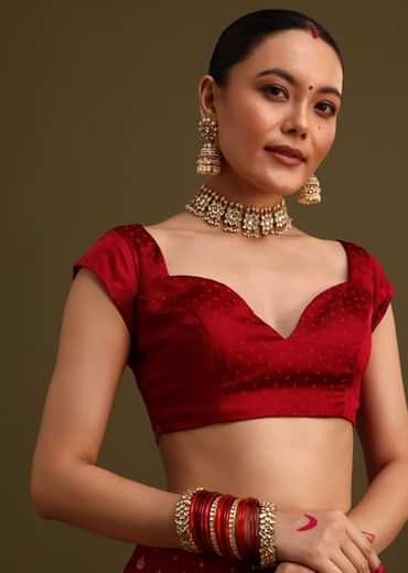 Maroon Satin Zardosi And Cutdana Embroidered Saree