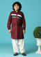 Maroon Silk Kurta Salwar With Pintuck Detailing For Boys
