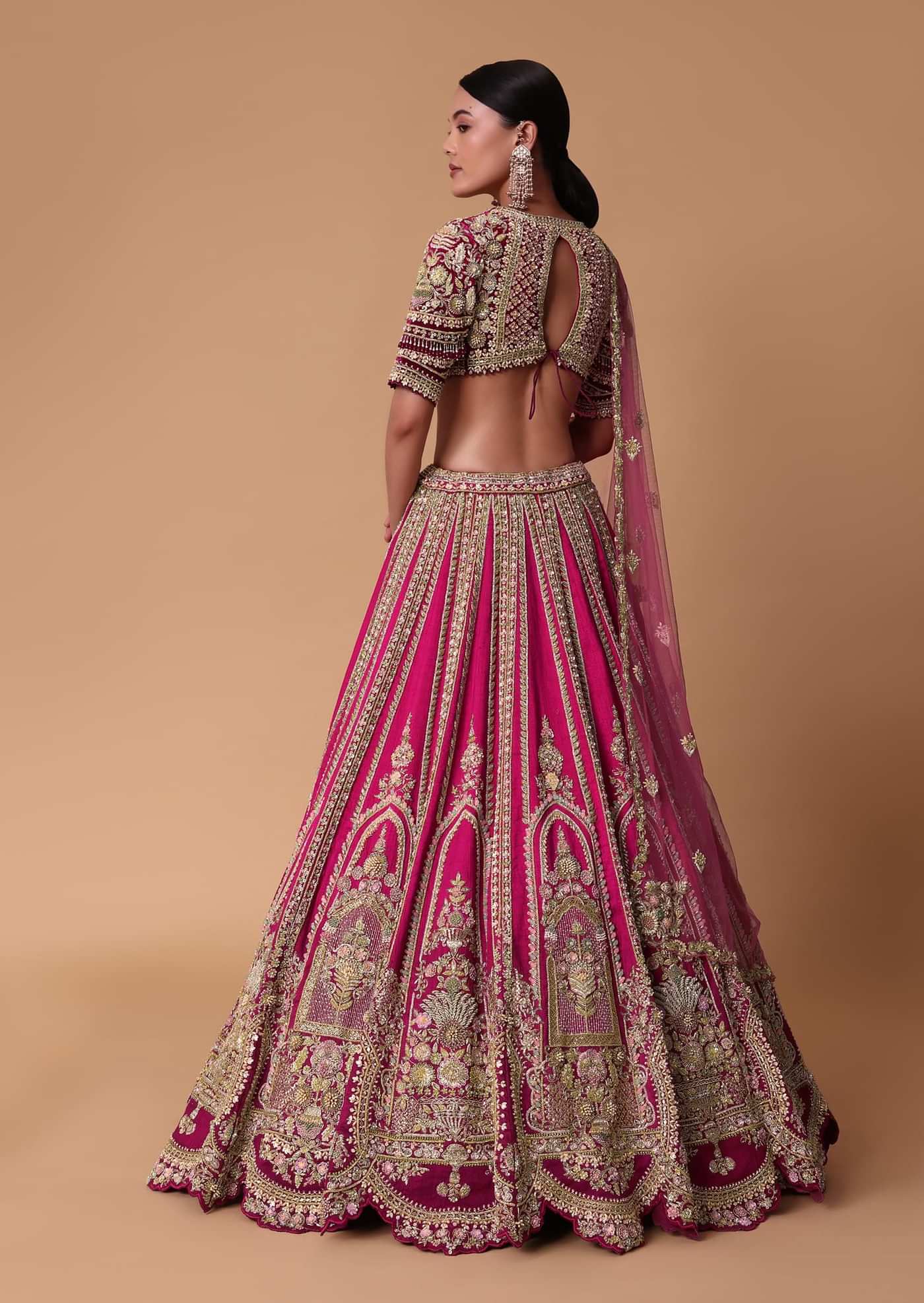 Maroon Silk Velvet 16 Kali Lehenga And Zardosi Blouse Set