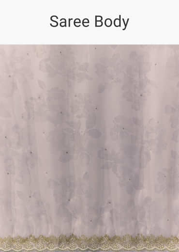 Mauve Jacqaurd Floral Print Tissue Silk Saree with Unstitched Blouse