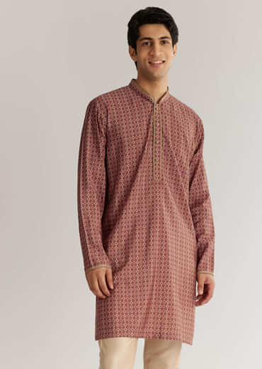 Mauve Modal Chanderi Cutdana Sequins Kurta Jacket Set