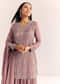 Mauve Pink Chinon Kurta Palazzo Set With Moti Work