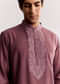 Mauve Silk Kurta Set With Thread Embroidery