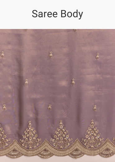 Mauve Tissue Embroidered Saree With Sequin And Stone Work
