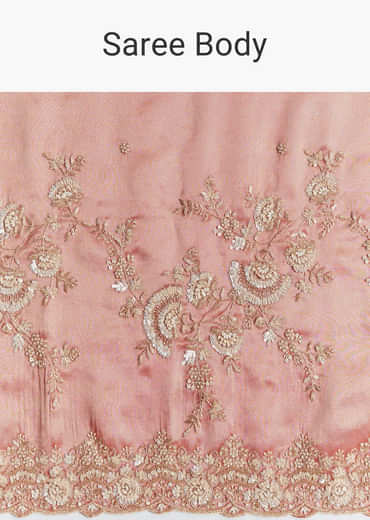 Mauve Tissue Saree With Scallop Border And Bead Embroidery