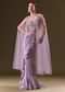 Mauve Ruffled Drape Skirt With Embroidered Blouse And Net Cape