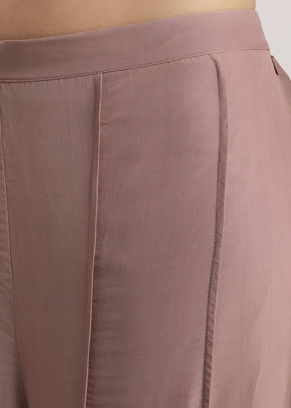 Mauve Satin Palazzo Set With Embellished Jacket