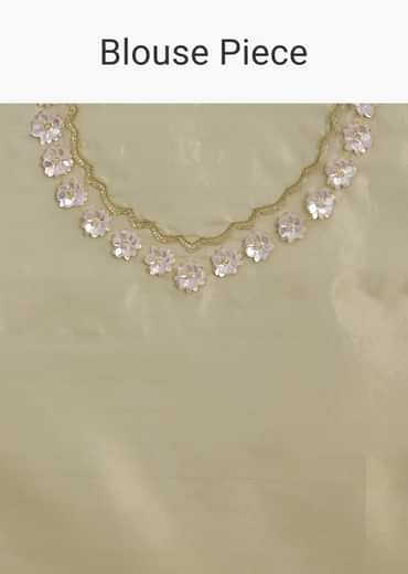 Mehandi Green Tissue Saree With Sequin Floral Embroidery