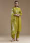 Mehendi Green Cotton Silk Kurta Set with Foil Mirror