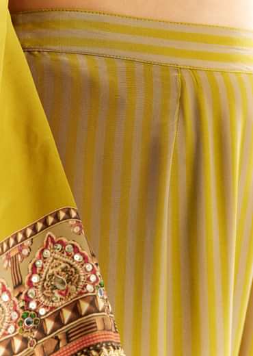 Mehendi Green Crepe Printed Kurta With Printed Sharara And Chinon Dupatta