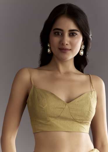 Mehendi Green Crushed Tissue Saree With Cutwork Embroidered Border