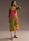 Mehendi Green Floral Print Crepe Kurta With Beads Detailing