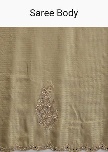 Mehendi Green Jacquard Tissue Embroidered Saree With Heavy Embroidery