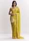 Mehendi Green Muslin Ajrakh Printed Saree With Gota And Mirror Work