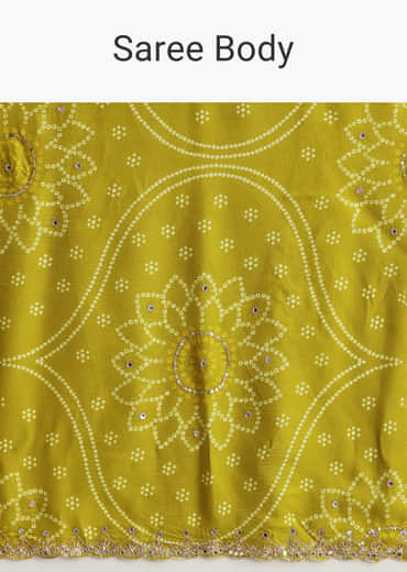 Mehendi Green Patola Printed Georgette Saree With Scallop Border