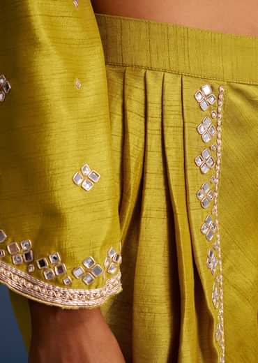 Mehendi Green Silk Embroidered Kurta Dhoti Set