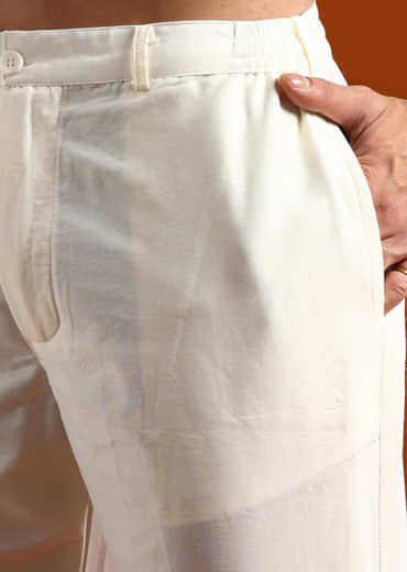 Mehendi Green Silk Kurta Set For Men With Zari Embroidery