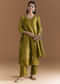 Mehendi Green Silk Kurta Set With Zari And Gota Work
