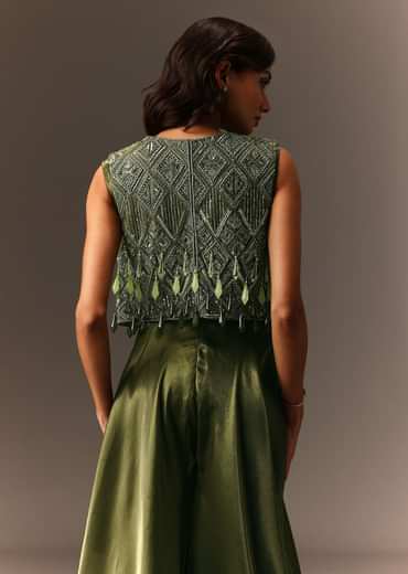 Mehendi Green Embroidered Jumpsuit