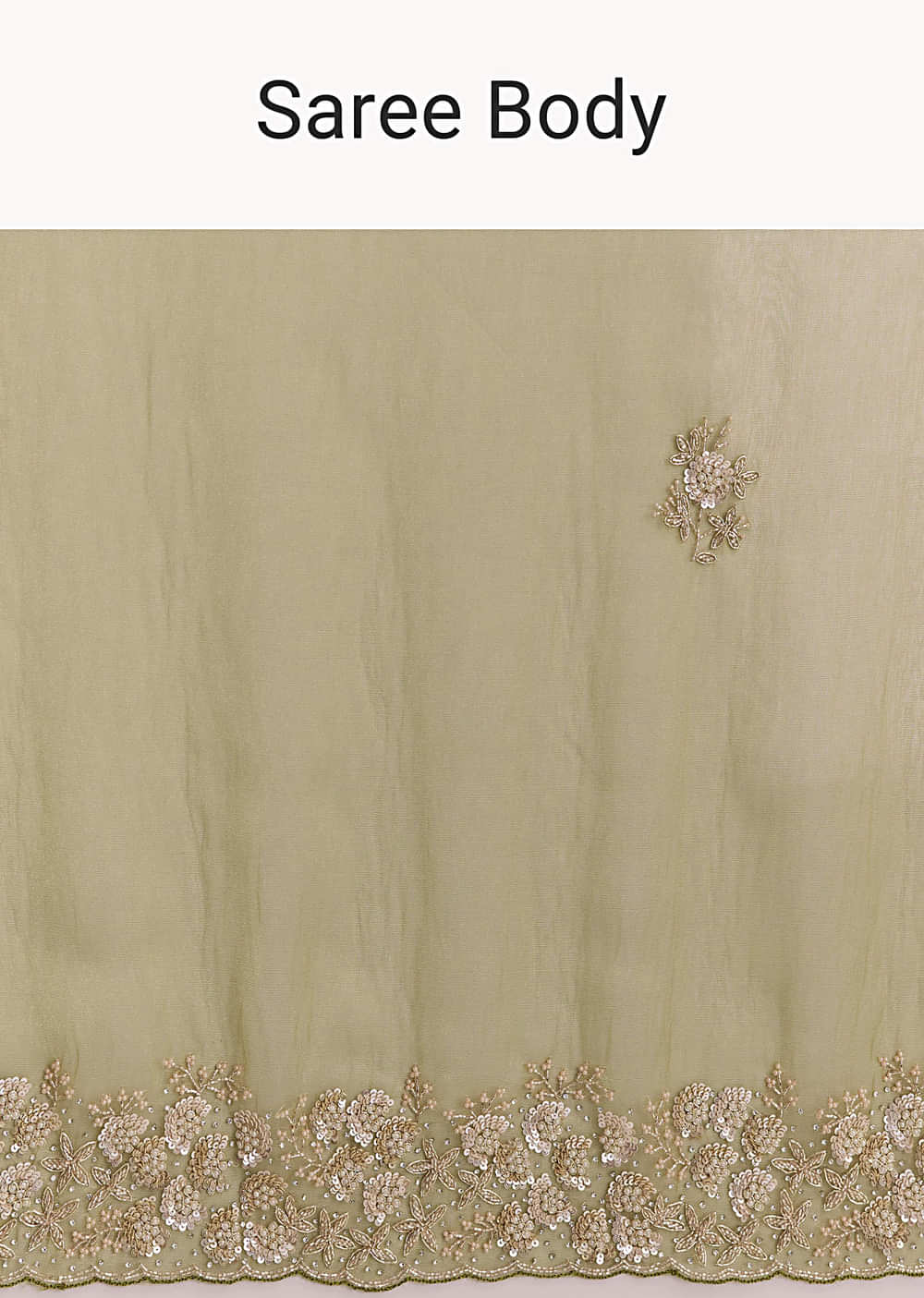 Mehendi Green Tissue Saree With Heavy Floral Embroidery