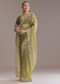 Mehendi Green Tissue Saree With Heavy Floral Embroidery