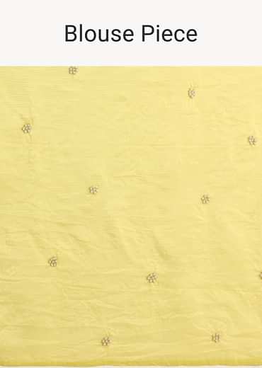Yellow Crushed Tissue Saree With Cutdana Work