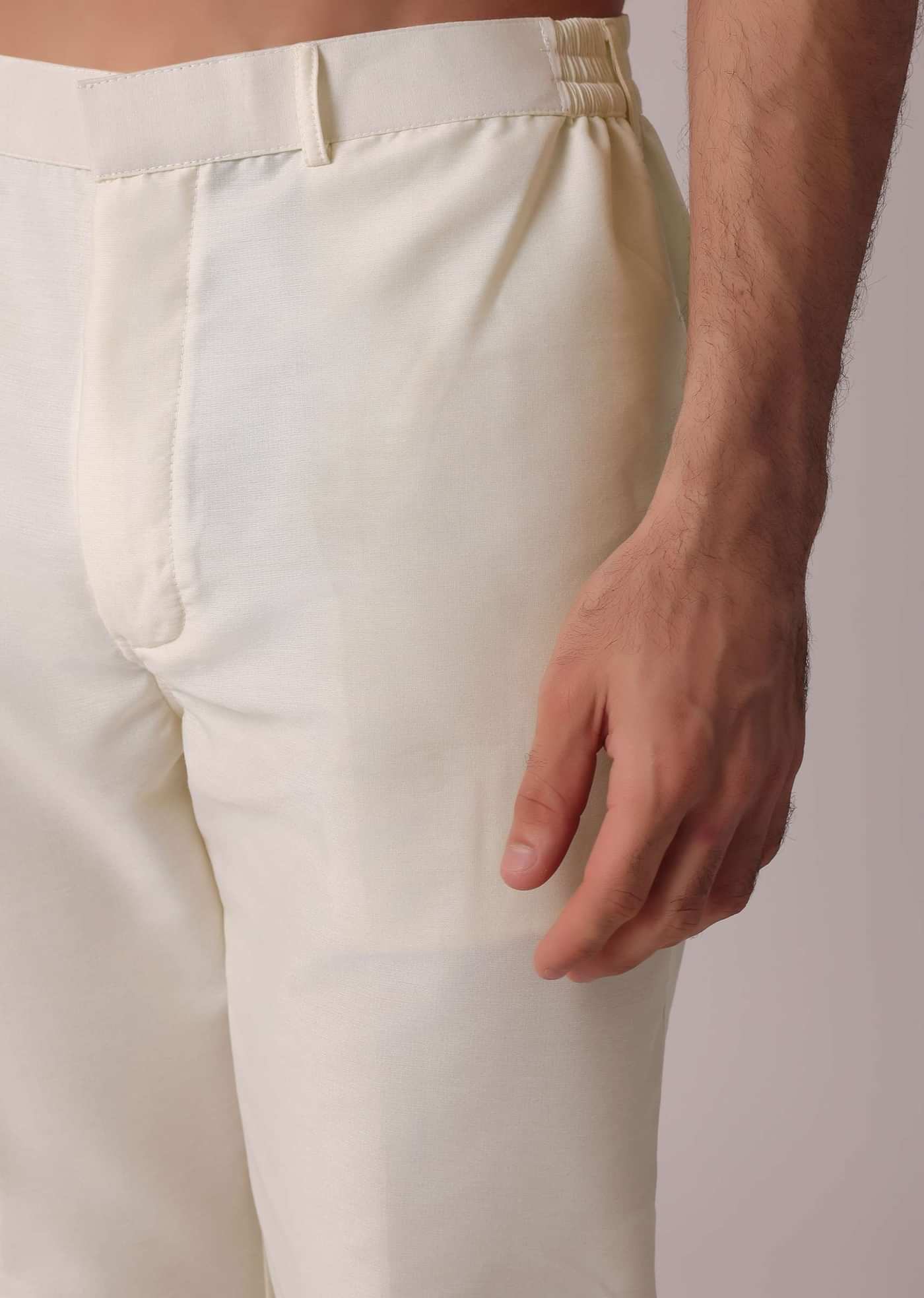 Men White Silk Kurta Set With Intricate Handwork