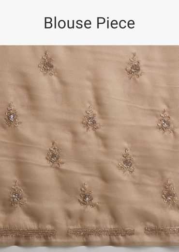 Metallic Gold Organza Tissue Saree With Cutdana And Bead Embroidery