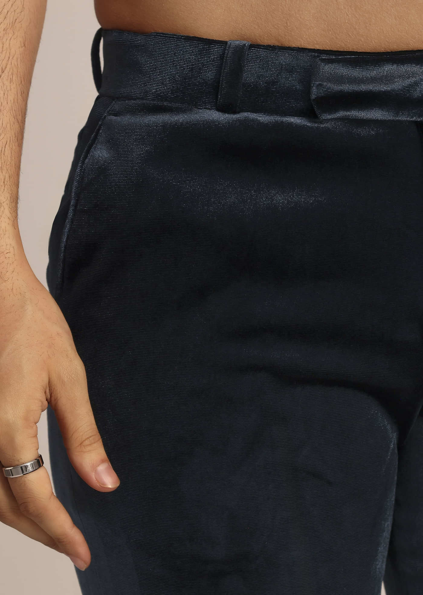 Metallic Grey Velvet Suit With Zardosi Detailing