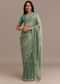 Metallic Sea Green Tissue Organza Saree With Embroidered Border